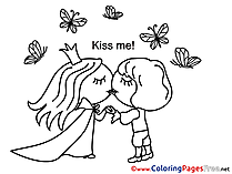Kiss me Colouring Page Couple printable free