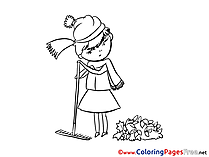 Leaves Girl Coloring Sheets download free