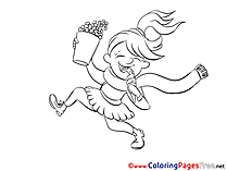 Popcorn free printable Girl Coloring Sheets