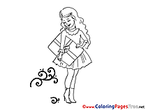 Shopping Girl download printable Coloring Pages