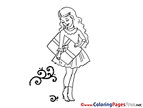 Shopping Girl download printable Coloring Pages