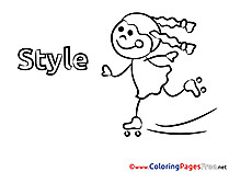 Skates Colouring Page Girl printable free