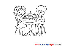 Tea Friends Colouring Sheet download free