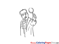 Detective with Loupe for free Coloring Pages download