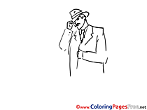 Hat Detective Coloring Sheets download free