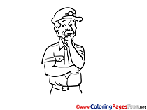 Kids free Detective Coloring Page