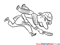 Man Looking for Clues Coloring Pages for free