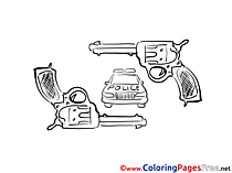 Pistols printable Coloring Sheets download