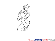 Woman Children download Colouring Page