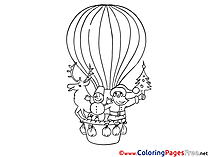 Balloon Santa Claus for Children free Coloring Pages