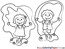 Children hopping printable Coloring Pages for free