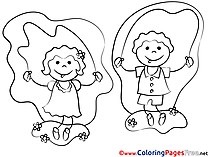 Children hopping printable Coloring Pages for free