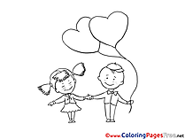 Children with Hearts Coloring Pages free