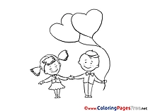 Children with Hearts Coloring Pages free
