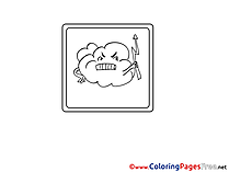 Cloud angry Children Coloring Pages free