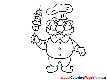 Cook with Kebab Colouring Sheet download free