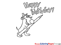 Dog Birthday Colouring Page printable free