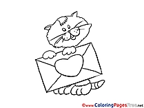 Envelope Cat Coloring Sheets download free