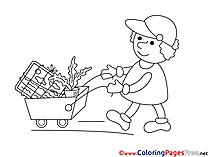 Gardener with a Cart Coloring Pages for free