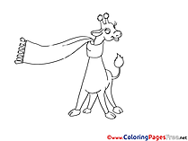 Giraffe with Scarf free Colouring Page download