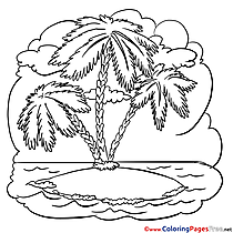 Island Palm Tree Colouring Page printable free