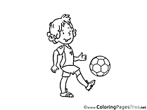 Kid plays Football Colouring Sheet download free