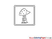 Mushroom for Kids printable Colouring Page