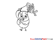 Owl with Flowers for Kids printable Colouring Page
