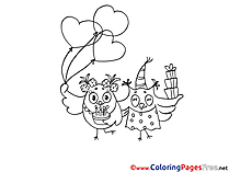 Owls celebrates Party printable Coloring Pages for free