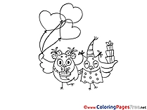 Owls celebrates Party printable Coloring Pages for free