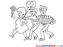 People Party Colouring Sheet download free