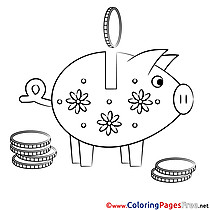 Piggy Bank download Colouring Sheet free