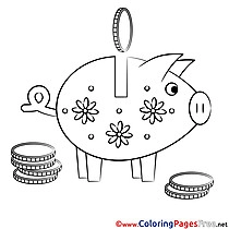 Piggy Bank download Colouring Sheet free