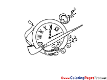 Pipe Clock free Colouring Page download