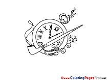 Pipe Clock free Colouring Page download