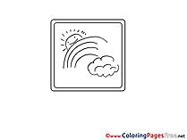 Rainbow Sun for free Coloring Pages download