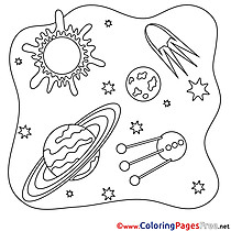 Rocket Planets Colouring Sheet download free