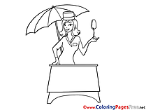 Saleswoman Ice Cream Kids download Coloring Pages