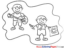 School Kids Children download Colouring Page