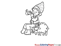 Shepherdess and Sheep Coloring Pages for free