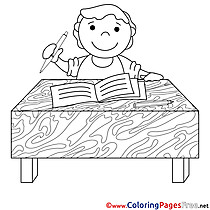 Student writes in a Notebook free Colouring Page download