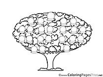 Tree Family Kids free Coloring Page