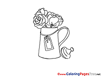 Vase with Roses for Children free Coloring Pages