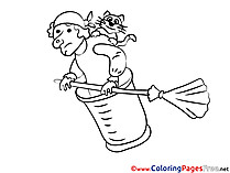 Witch printable Coloring Pages for free