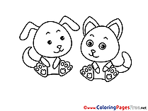 Cat Dog Children Coloring Pages free