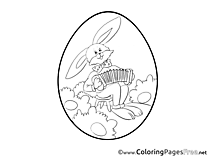 Accordion Bunny printable Coloring Pages Easter