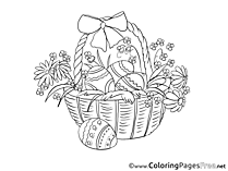 Basket with Eggs Children Easter Colouring Page