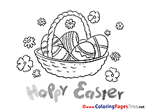 Basket with Eggs Easter free Coloring Pages