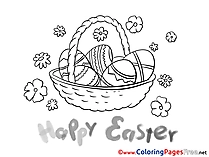 Basket with Eggs Easter free Coloring Pages