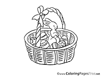 Basket with Rabbit Easter Colouring Sheet free